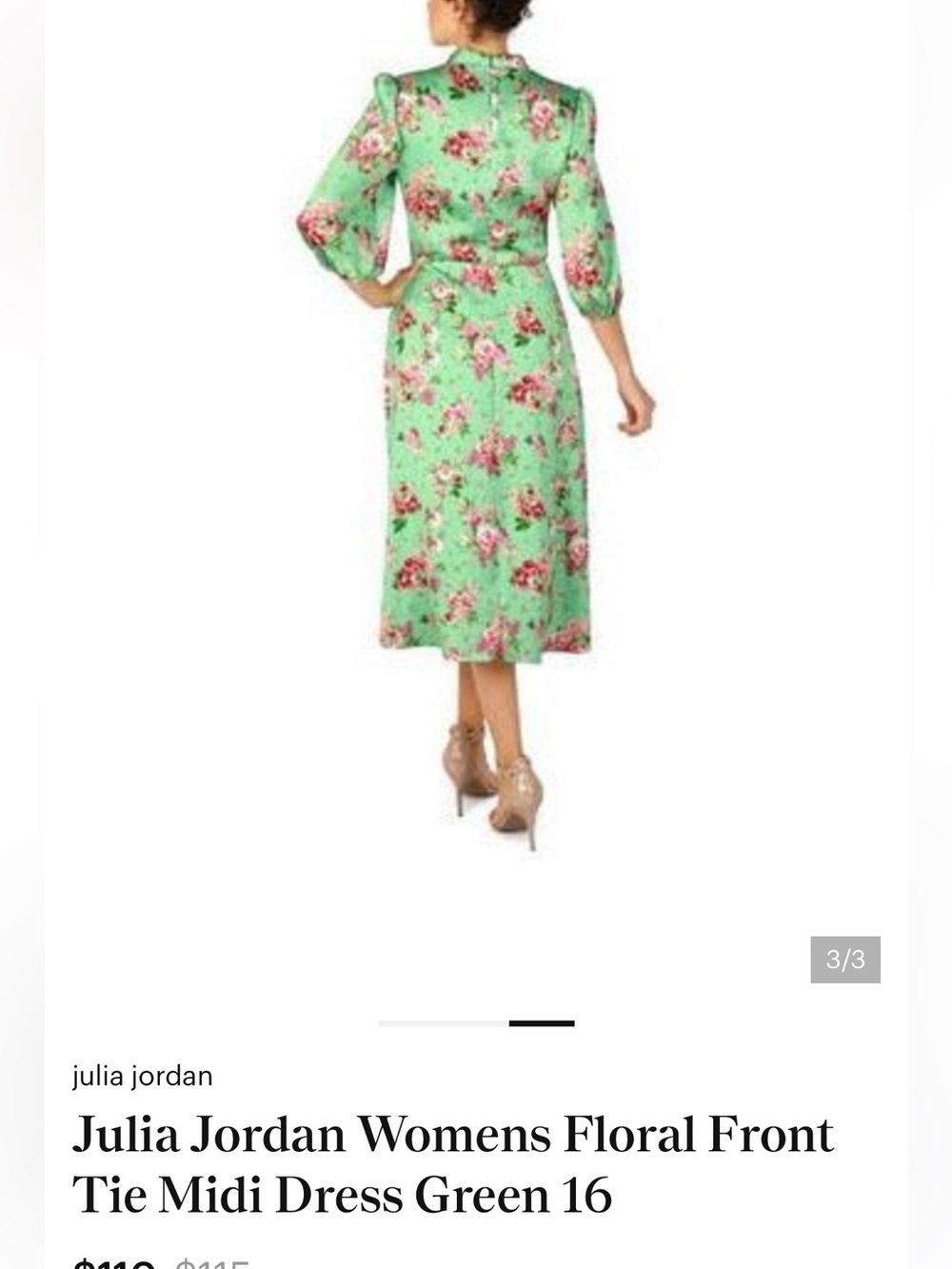 julia jordan Mint Green Floral Wrap Midi Dress NWT - Picture 3 of 4